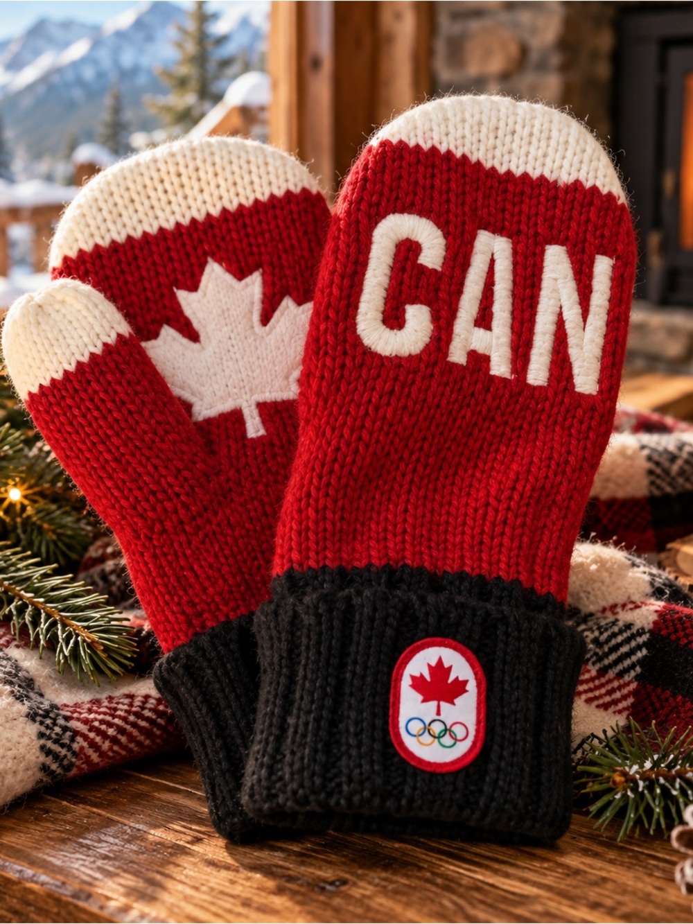 HIDSON’S BAY- Canada’s Olympic Red and White Knit Mittens